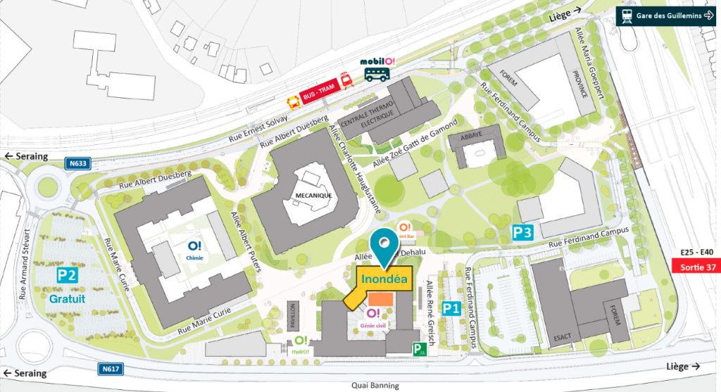 Plan d’accès au salon inondea 2026 au Val Benoit à liège
